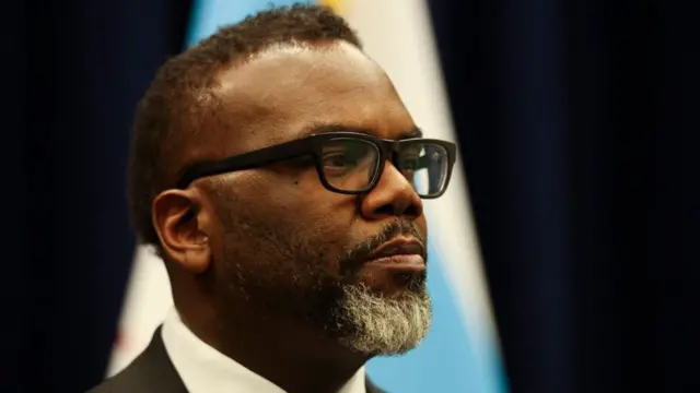 Mayor Brandon Johnson answers questions during a news conference after a Chicago City Council meeting at City Hall on Thursday, Feb. 15, 2024, in Chicago.