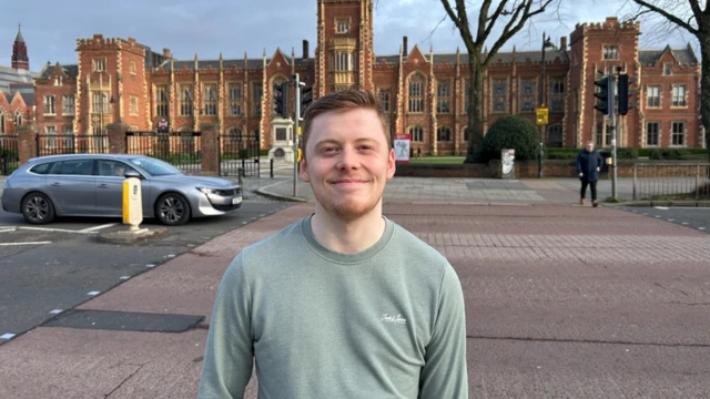 Ben Friel outside Queen's University, Belfast