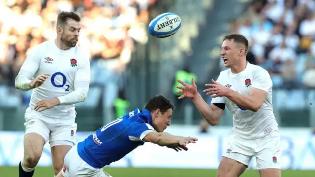 England player throwing the ball