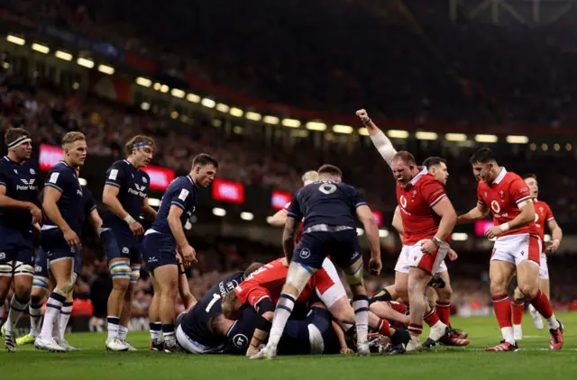 James Botham scores for Wales from a maul