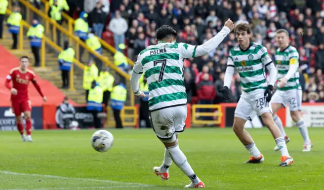 Luis Palma has a shot for Celtic against Aberdeen