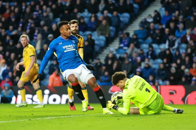 Oscar Cortes playing for Rangers against Livingston