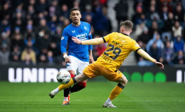 James Tavernier playing for Rangers against Livingston