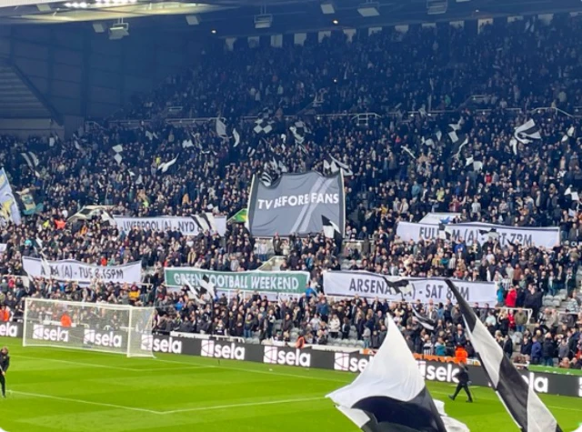 Football banners at Newcastle.