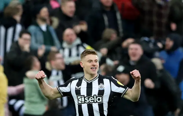 Harvey Barnes celebrates