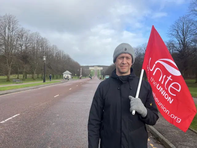 Kieran Ellison outside Stormont