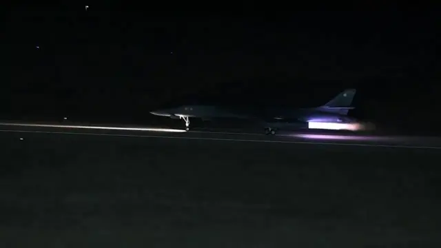 US Central Command released footage of B-1 bombers taking off after confirming airstrikes on IRGC targets in Iraq and Syria. The video was posted on the US Central Command's social media account.