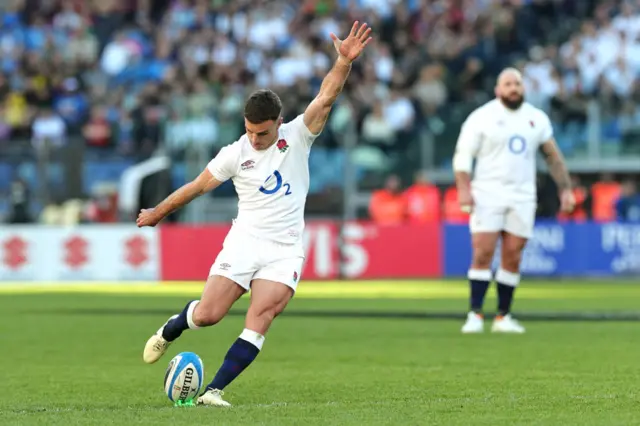 George Ford kicking a penalty