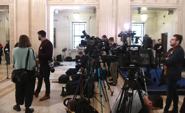 Photo of press waiting in Stormont