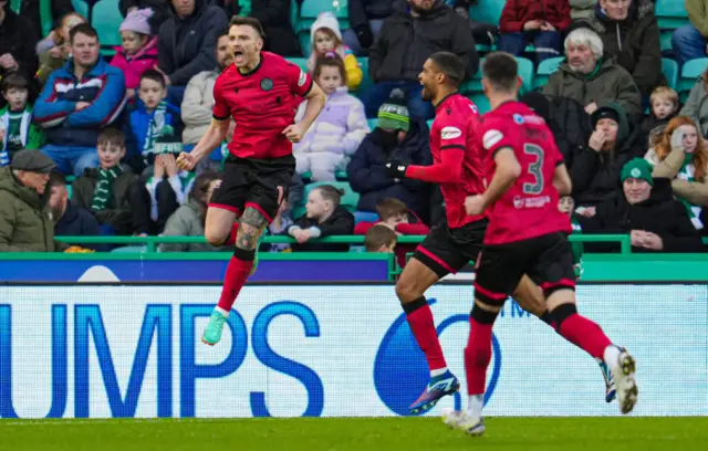 St Mirren's Greg Kiltie (L) celebrates scoring to make it 2-0 during a cinch Premiership match between Hibernian and St Mirren at Easter Road Stadium, on February 03, 2024, in Edinburgh, Scotland.