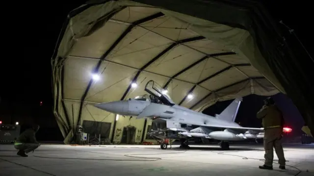 RAF Weapon Technicians prepare Typhoon FRG4