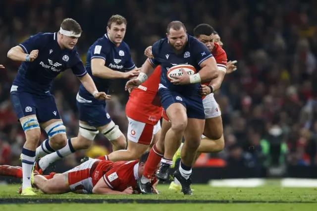 Pierre Schoeman carries for Scotland