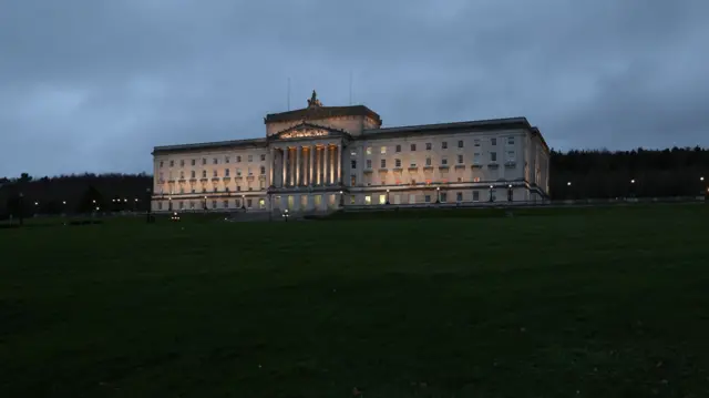 An evening view of Stormont Parliament Buildings