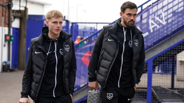 Portsmouth players arrive at Fratton Park