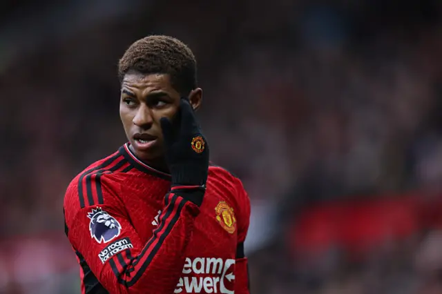 Marcus Rashford of Manchester United looks on