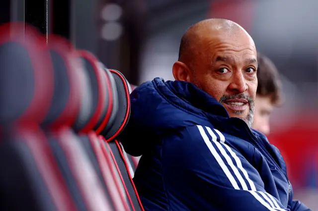 Nuno Espirito Santo, Manager of Nottingham Forest, looks on