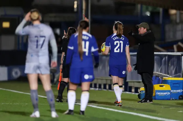 Emily Heaslip sends off Everton boss Brian Sorensen.