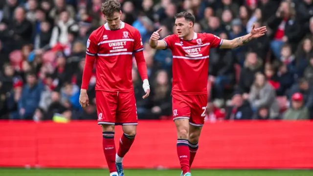 Middlesbrough players look disappointed