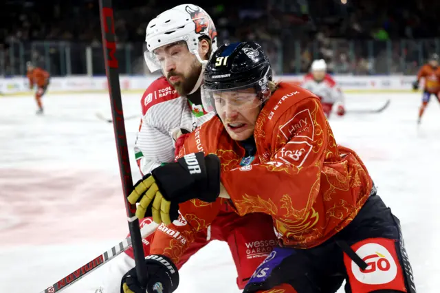 Belfast Giants Henrik Eriksson with Cardiff Devils Josh Batch