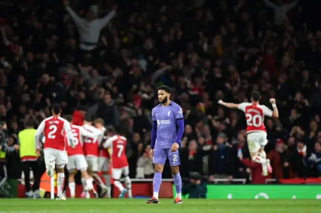 Joe Gomez of Liverpool looks dejected