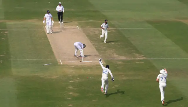 Jasprit Bumrah bowls Ollie Pope