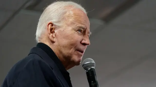 U.S. President Joe Biden speaks during the opening of the Biden for President campaign office in Wilmington, Delaware, U.S., February 3, 2024.