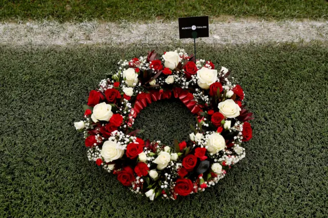 A wreath to commemorate the Munich air disaster