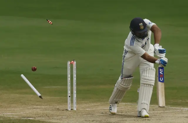 Rohit Sharma is bowled by James Anderson