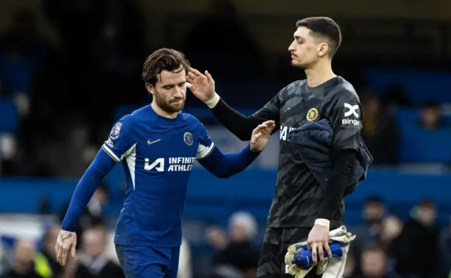 Chelsea's Ben Chilwell (left) is consoled by goalkeeper Djordje Petrovic