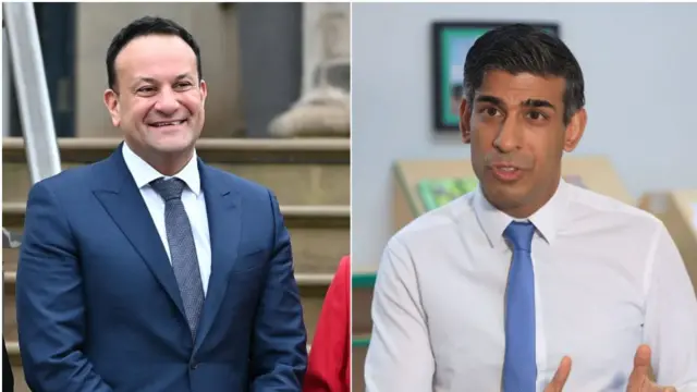 Leo Varadkar, left and  Rishi Sunak, right