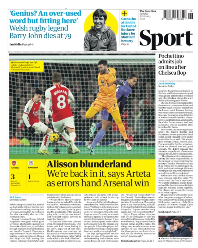 The Guardian back page