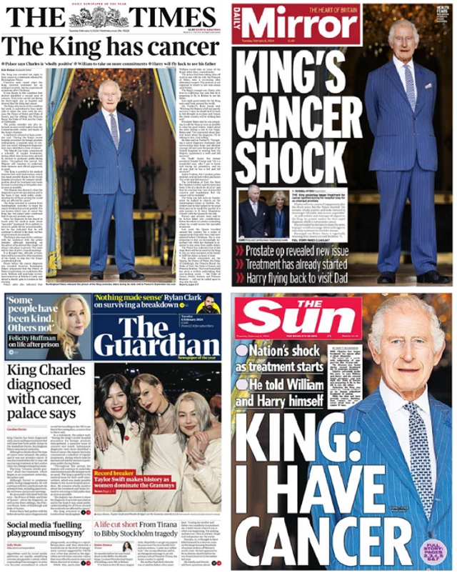 four newspaper front pages