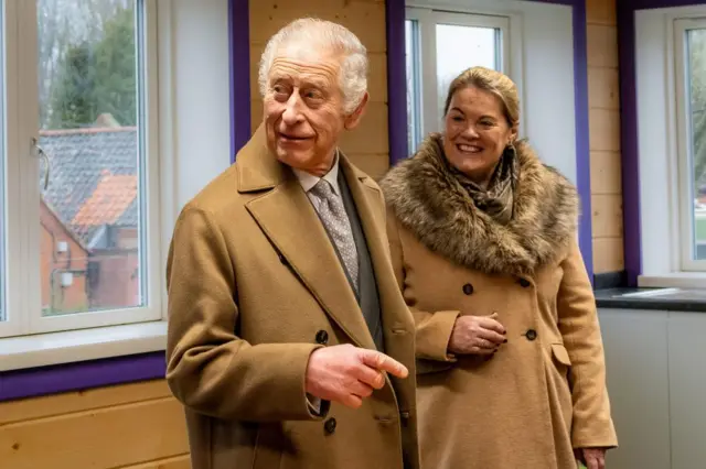 King Charles with headteacher Jane Gardener in January this year, during a visit to a school in Norfolk