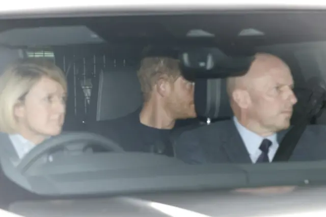 Prince Harry arriving at Clarence House in London