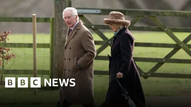 A photograph of King Charles and Queen Camilla at Sandringham on 4 February 2024