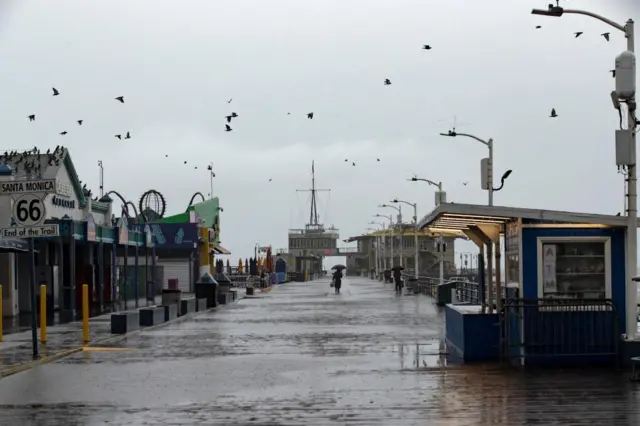 Santa Monica pier, Los Angeles, pictured on Monday