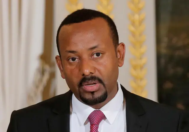 Ethiopian Prime Minister Abiy Ahmed speaks during a media conference at the Elysee Palace in Paris, France, October 29, 2018