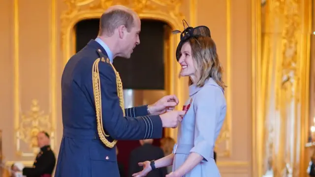 Prince William makes Ellen Convery - more widely known as Ellen White - an MBE at Windsor Castle