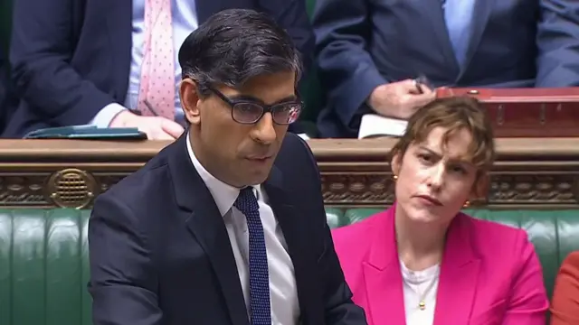 Rishi Sunak at dispatch box at PMQs