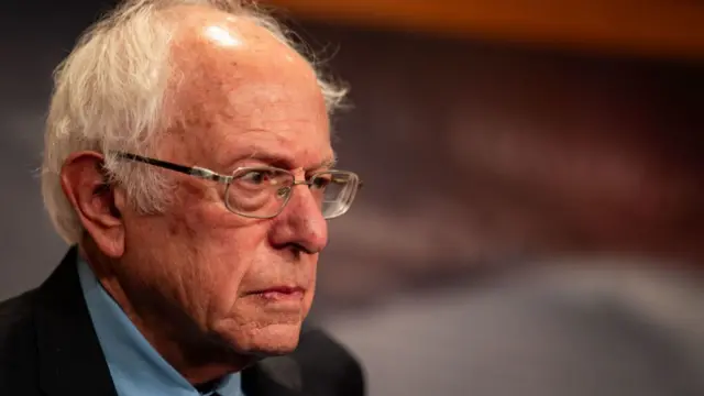 Senator Bernie Sanders, an independent from Vermont, during a news conference at the US Capitol in Washington, DC, US, on Thursday, Jan. 25, 2024