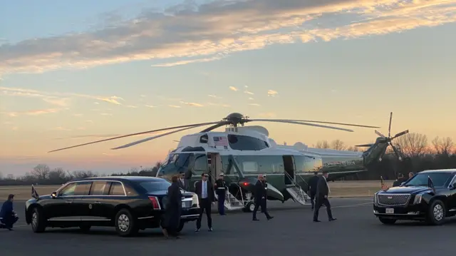 Joe Biden's helicopter and car