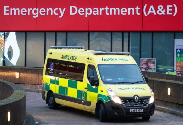 An ambulance at an A&E department