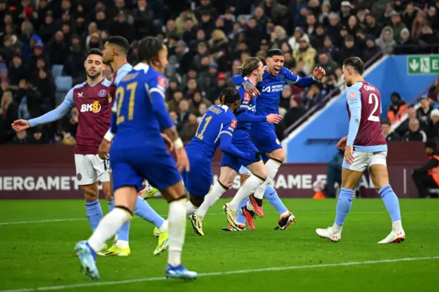 Chelsea celebrate scoring in the FA Cup