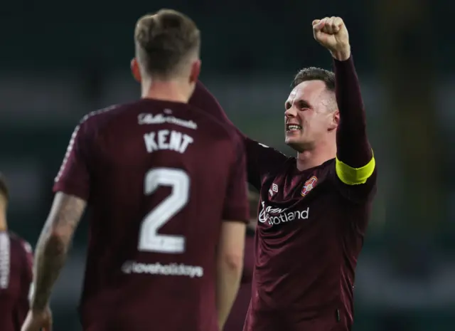 Lawrence Shankland celebrates scoring a goal