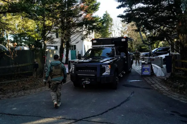 Secret Service parks in the driveway of President Joe Biden's house after classified documents were found there in 2023