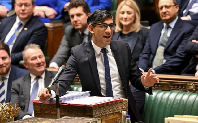 Rishi Sunak addressing the MPs in the Parliament, 7 February 2024