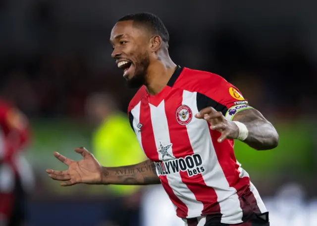 Ivan Toney celebrates scoring a goal