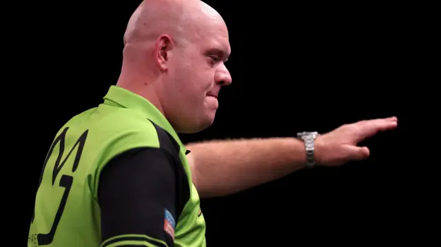 Michael van Gerwen acknowledges the crowd