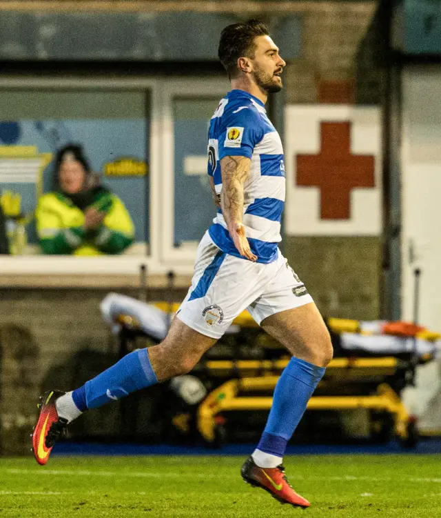 Greenock Morton striker George Oakley celebrates his goal