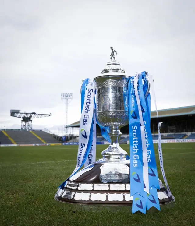 The Scottish Cup trophy during a Greenock Morton press conference at Cappielow Park